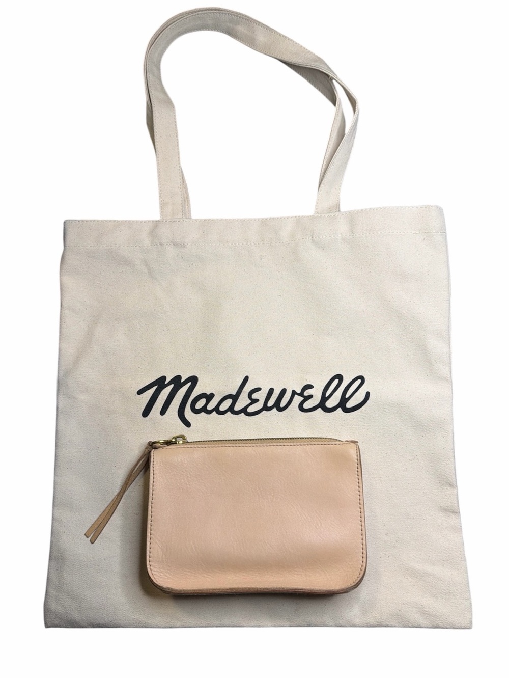 Madewell Bundle Cream Canvas Bien Fait Tote with Nude Leather Pouch